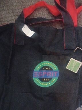 Esprit Vintage Black Tote with Vibrant Logo New Witg Tags
